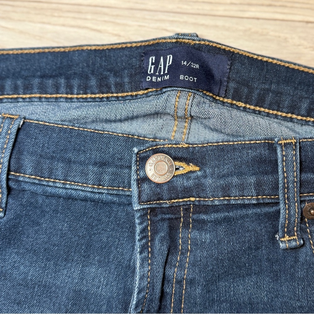 Gap‎ Denim Womens Dark Wash Bootcut Jeans Size 14/32 Regular Stretch Indigo - Picture 2 of 4